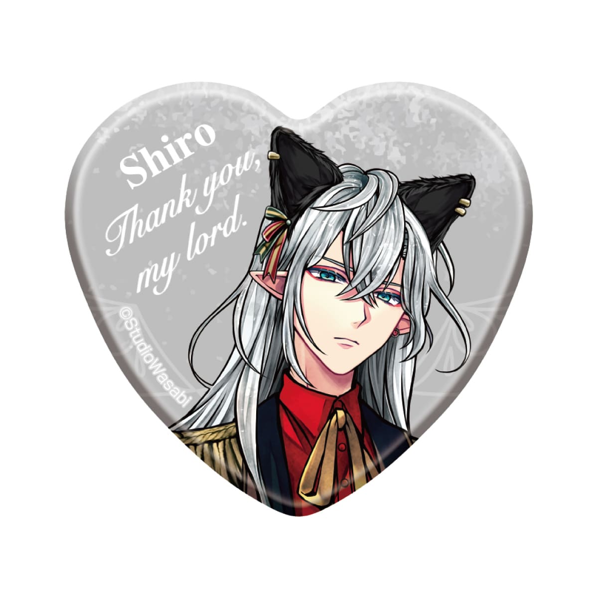 ハート缶バッジ	シロ