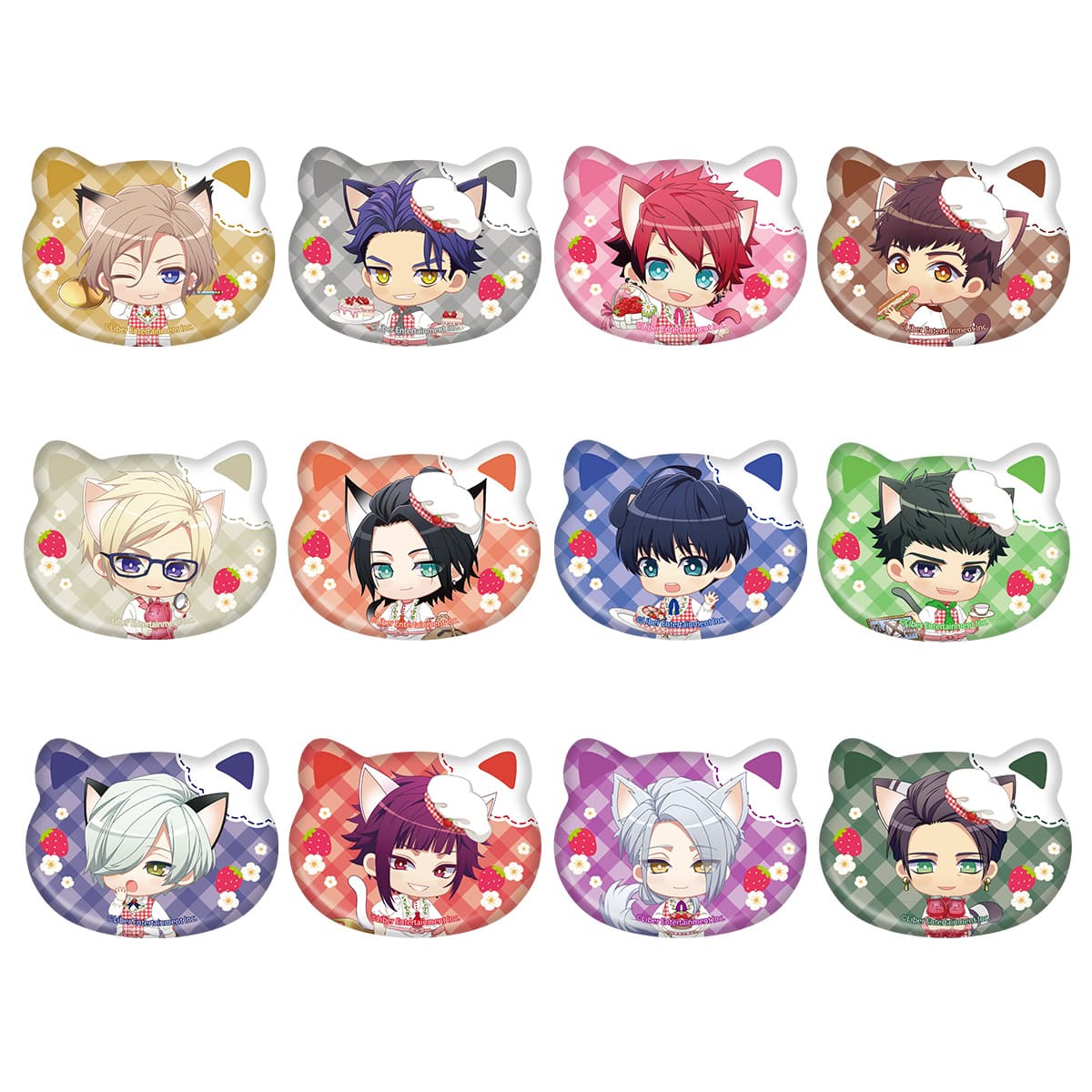 ねこ型缶バッジ　ちびキャラ（秋組・冬組）