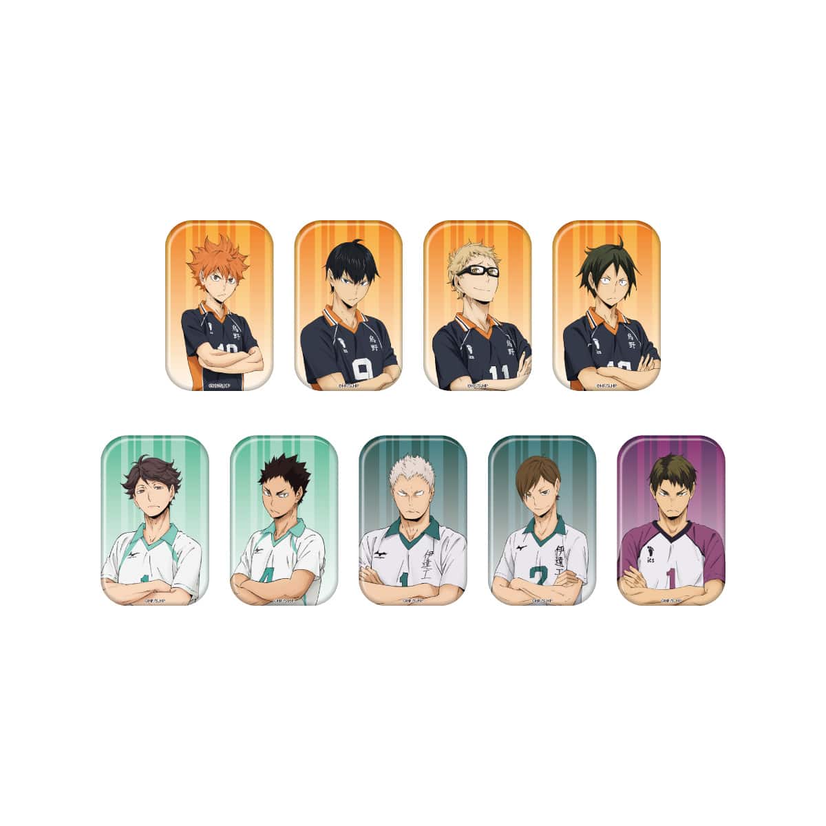 【6/25～7/16】ハイキュー!! 遊びつくせ!! in ナンジャタウン Summer version  スクエア缶バッジコレクション（B：烏野高校 VS 白鳥沢学園高校 いざ!!代表決定戦!!）コンプリートセット