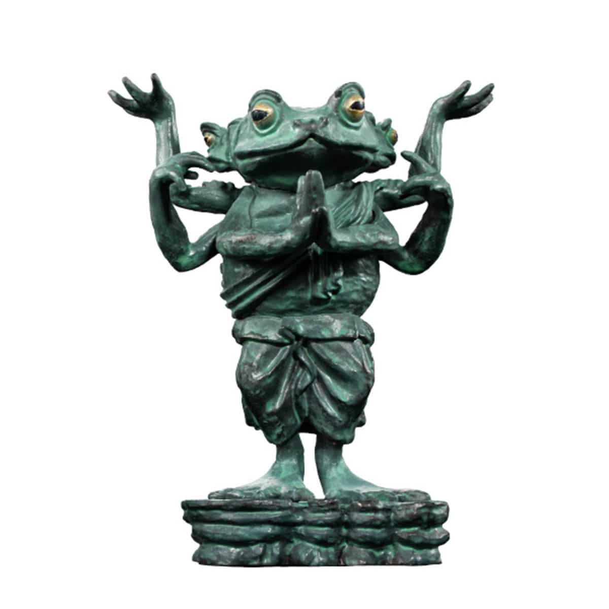 カエルの阿修羅像（銅像カラー）