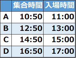 入場タイムテーブル