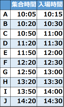 入場タイムテーブル