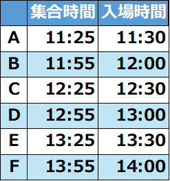 入場タイムテーブル