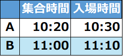 入場タイムテーブル