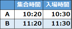 入場タイムテーブル