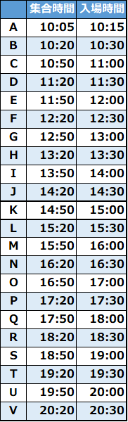 入場タイムテーブル