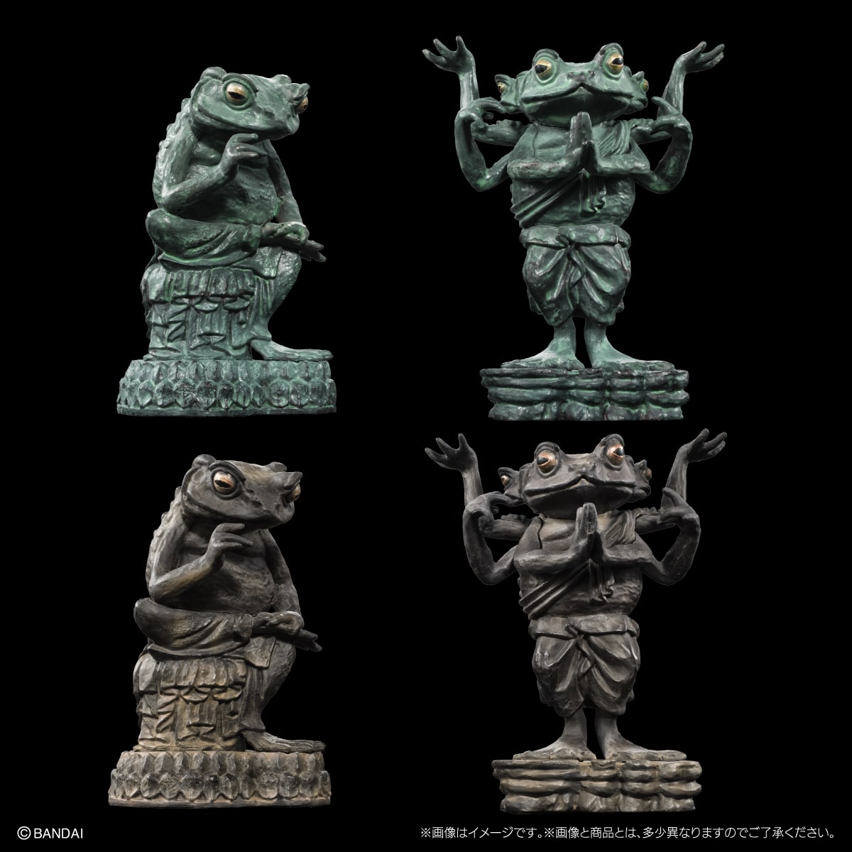 ART　IN　GASHAPON　カエルの弥勒菩薩像と阿修羅像